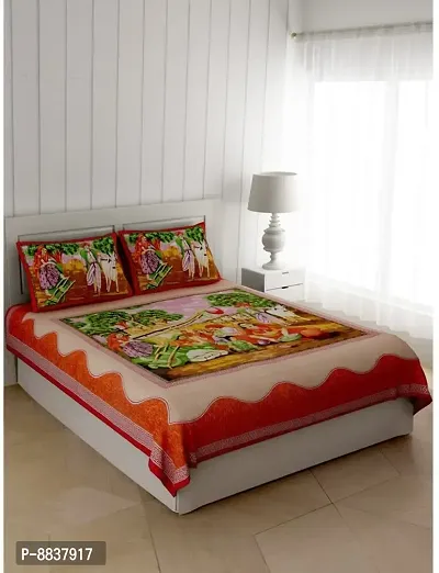 Cotton Multicolored Rajasthani Printed Bedsheet With 2 Pillow Covers