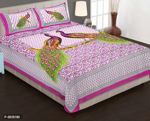 Cotton Pink Rajasthani Printed Bedsheet With 2 Pillow Covers-thumb2