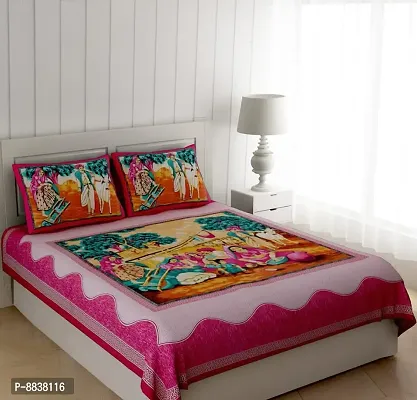 Cotton Multicolored Rajasthani Printed Bedsheet With 2 Pillow Covers-thumb0