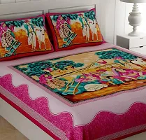 Cotton Multicolored Rajasthani Printed Bedsheet With 2 Pillow Covers-thumb1