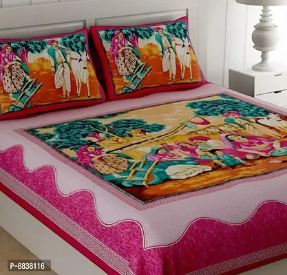Cotton Multicolored Rajasthani Printed Bedsheet With 2 Pillow Covers-thumb2
