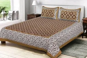 Cotton Brown Rajasthani Printed Bedsheet With 2 Pillow Covers-thumb1