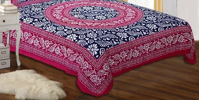 Cotton Rani Pink Printed Bedsheet With 2 Pillow Covers-thumb1