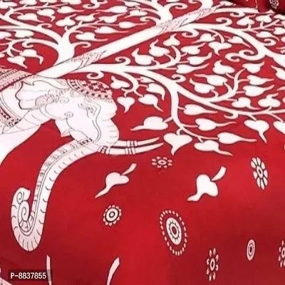 Cotton Red Rajasthani Printed Bedsheet With 2 Pillow Covers-thumb2