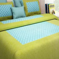Cotton Green Printed Bedsheet With 2 Pillow Covers-thumb1