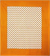 Cotton Orange Jaipuri Printed Bedsheet With 2 Pillow Covers-thumb1