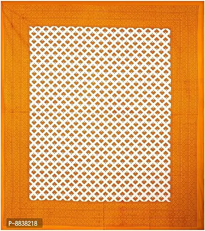 Cotton Orange Jaipuri Printed Bedsheet With 2 Pillow Covers-thumb2