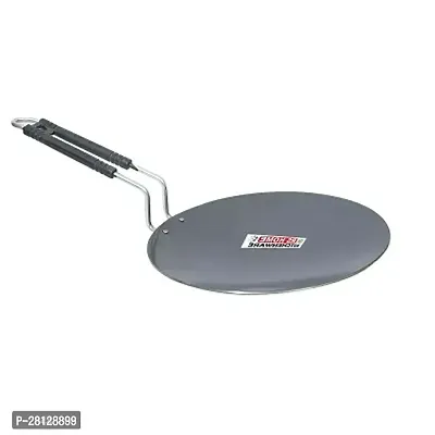 Hard Anodised Tawa, 28cm Diameter, Riveted Handle, 4 mm Thick Plate, Gas Oven Compatible, Cooking, Cookware, Black-thumb0