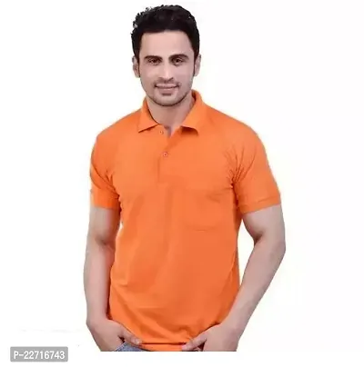 Comfortable Orange Cotton Blend Polos For Men-thumb0