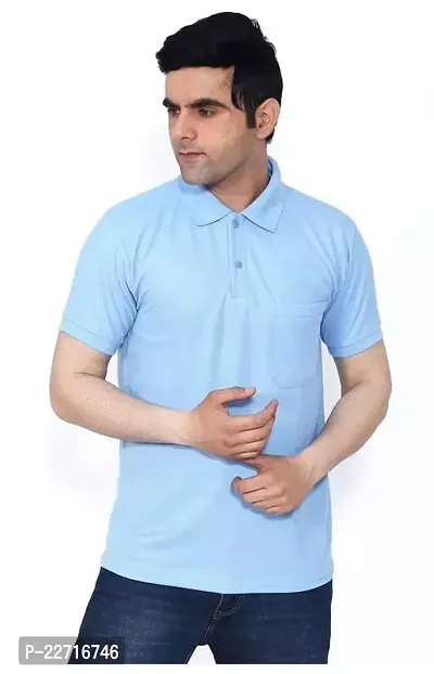 Comfortable Blue Cotton Blend Polos For Men-thumb0