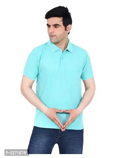 Comfortable Blue Cotton Blend Polos For Men-thumb0