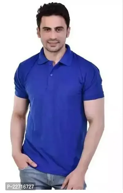 Comfortable Blue Cotton Blend Polos For Men-thumb0