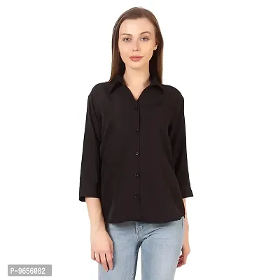 Elegant Black Soft Crepe Solid Shirt For Women-thumb0