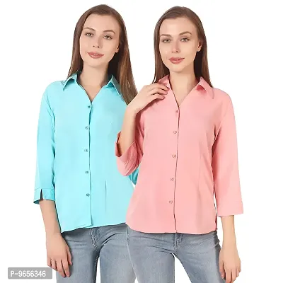 Elegant Soft Crepe Solid Shirt For Women- Pack Of 2