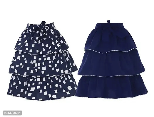 Miranga Girls Knee Length Skirt Crepe Fabric Pack of 2-thumb0