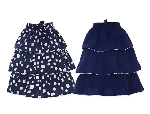 Miranga Girls Knee Length Skirt Crepe Fabric Pack of 2