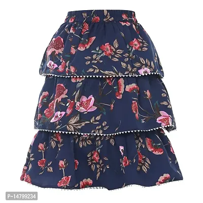 Miranga Girls Knee Length Skirt Crepe Fabric Pack of 2-thumb3