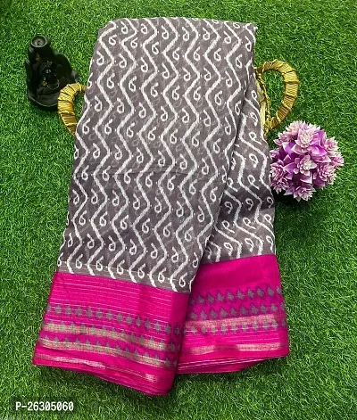 Stylish Cotton Blend Woven Design Festivewear Saree with Blouse piece For Women-thumb0