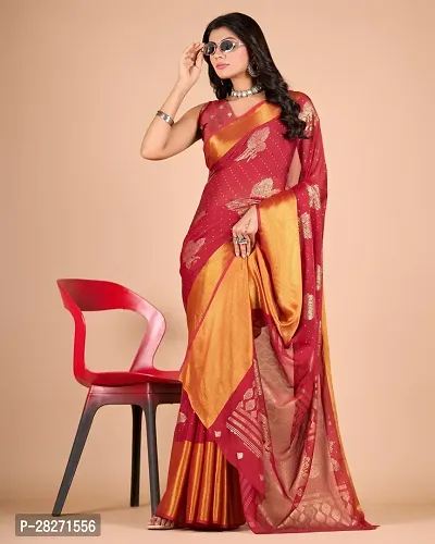 Fancy Chiffon Saree With Blouse Piece For Women-thumb0