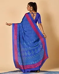 Stylish Crepe Blue Woven Design Saree with Blouse piece For Women-thumb1