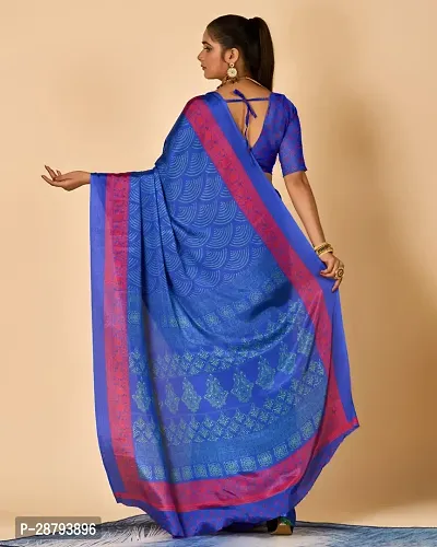 Stylish Crepe Blue Woven Design Saree with Blouse piece For Women-thumb2