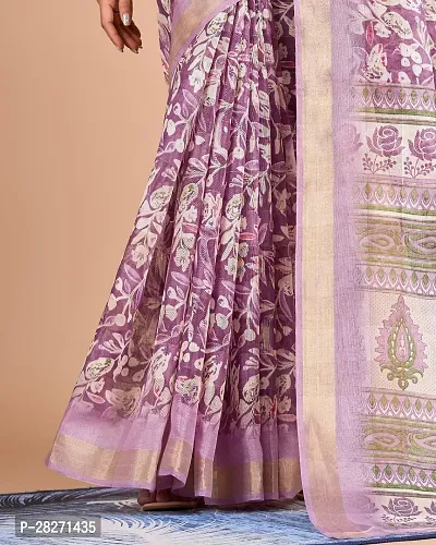 Fancy Linen Saree With Blouse Piece For Women-thumb4