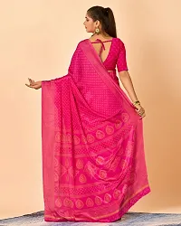 Stylish Crepe Pink Embellished Saree with Blouse piece For Women-thumb1