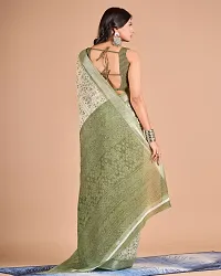 Fancy Linen Saree With Blouse Piece For Women-thumb1