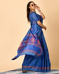 Stylish Crepe Blue Woven Design Saree with Blouse piece For Women-thumb1