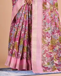 Fancy Linen Saree With Blouse Piece For Women-thumb3