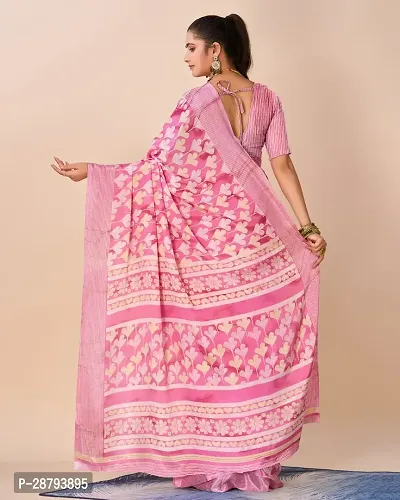 Stylish Crepe Pink Printed Saree with Blouse piece For Women-thumb2