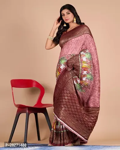 Fancy Silk Blend Saree With Blouse Piece For Women