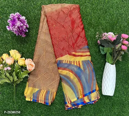 Stylish Chiffon Woven Design Festivewear Saree with Blouse piece For Women