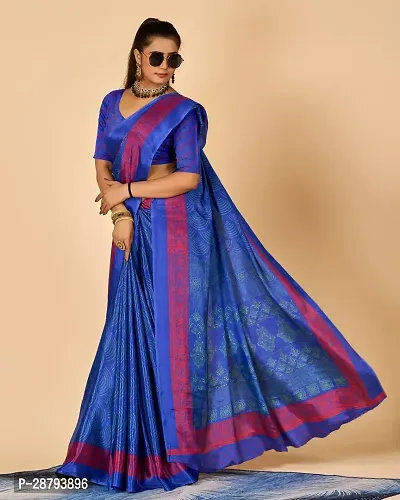 Stylish Crepe Blue Woven Design Saree with Blouse piece For Women