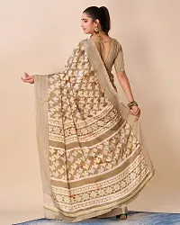 Stylish Crepe Brown Printed Saree with Blouse piece For Women-thumb1