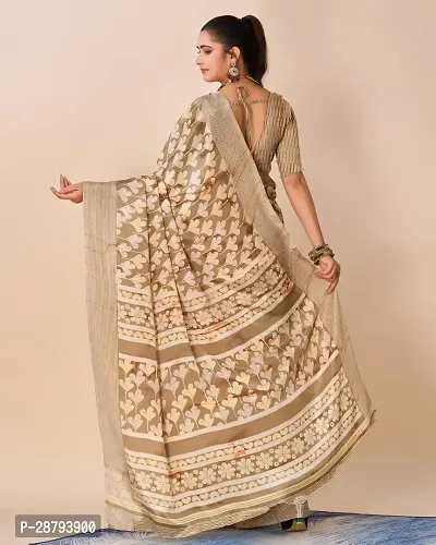 Stylish Crepe Brown Printed Saree with Blouse piece For Women-thumb2