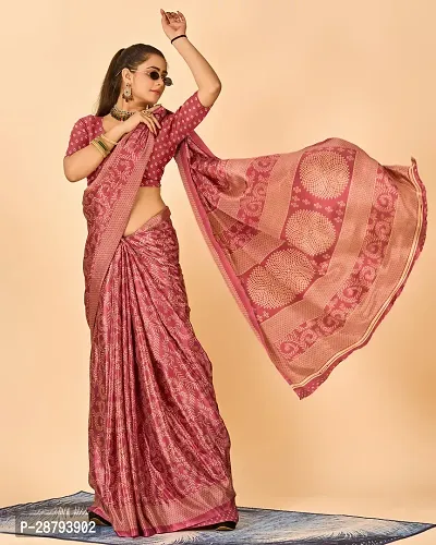 Stylish Crepe Red Printed Saree with Blouse piece For Women