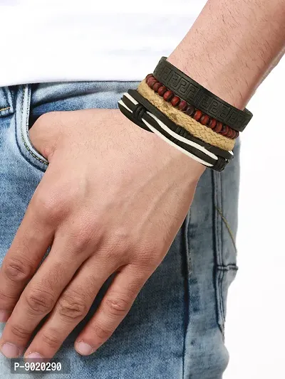 Zivom#174; Multi Strand Handcrafted Leather Wrist Band Casul Bracelet Men-thumb4