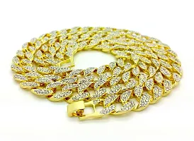 Pyramid Jewelers Mens Iced Out Hip Hop Gold tone CZ Miami Cuban Link Chain Choker Necklace (18)-thumb1