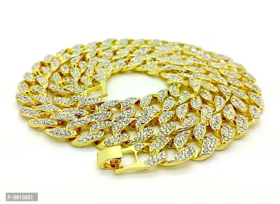 Pyramid Jewelers Mens Iced Out Hip Hop Gold tone CZ Miami Cuban Link Chain Choker Necklace (18)-thumb2