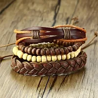 Zivom#174; Stackable Strand Brown Tibetan Bead Leather Wrist Band Bracelet-thumb3