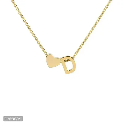 Zivom Glossy Heart Love Initial Alphabet Letter D 18K Gold Pendant Necklace Chain for Women