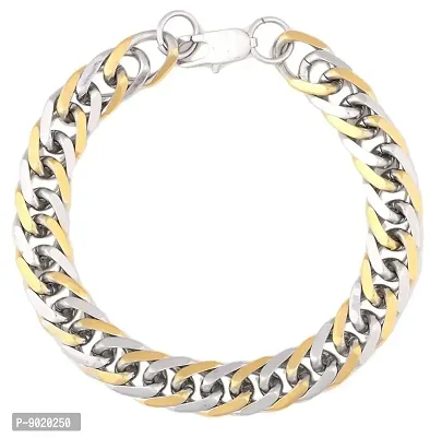 Zivom#174; 316L Stainless Steel Two Tone 3D Curb S Plated Bracelet For Men-thumb0