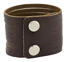 Zivom#174; Strand Biker Punk Funky Handcrafted Brown Leather Wrist Band Bracelet-thumb2