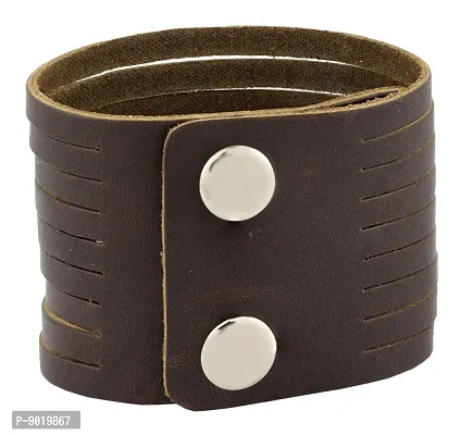 Zivom#174; Strand Biker Punk Funky Handcrafted Brown Leather Wrist Band Bracelet-thumb3