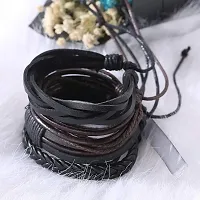 ZIVOM Leather Base Metal Bracelet for Men (Black_21gm)-thumb3