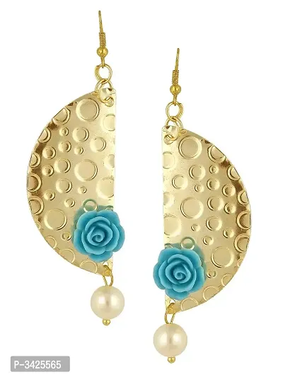 ZIVOM#174; Geometric Flower Blue 18K Gold Plated Dangling Earring For Women