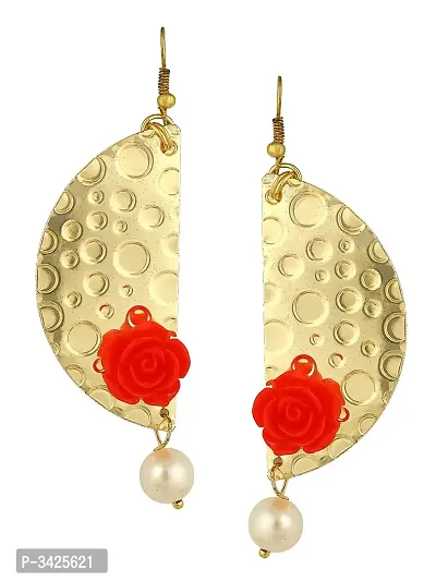 ZIVOM#174; Geometric Flower Red 18K Gold Plated Dangling Earring For Women-thumb0