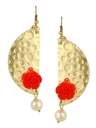 Geometric Flower Gold Plated Designer Dangle Earrings