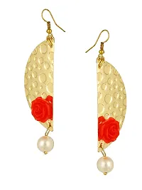 ZIVOM#174; Geometric Flower Red 18K Gold Plated Dangling Earring For Women-thumb1